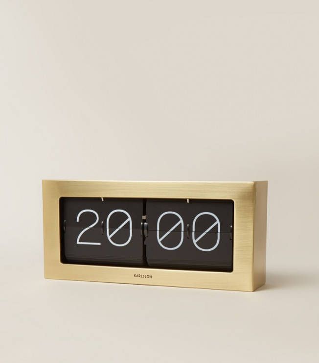 Karlsson Wandklokken Wall/Table clock Boxed Flip XL Goudkleurig