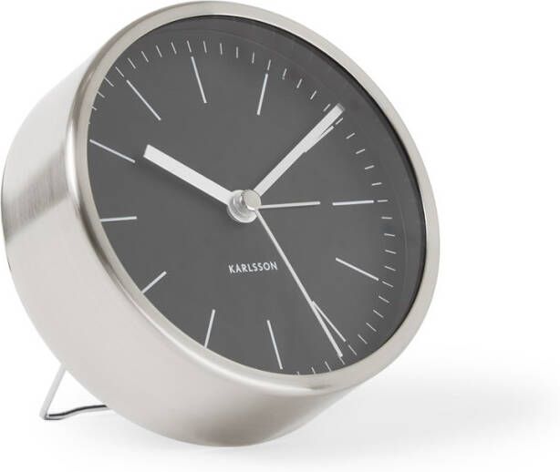 Karlsson Wekkers Alarm Clock Minimal Nickel Case Zwart