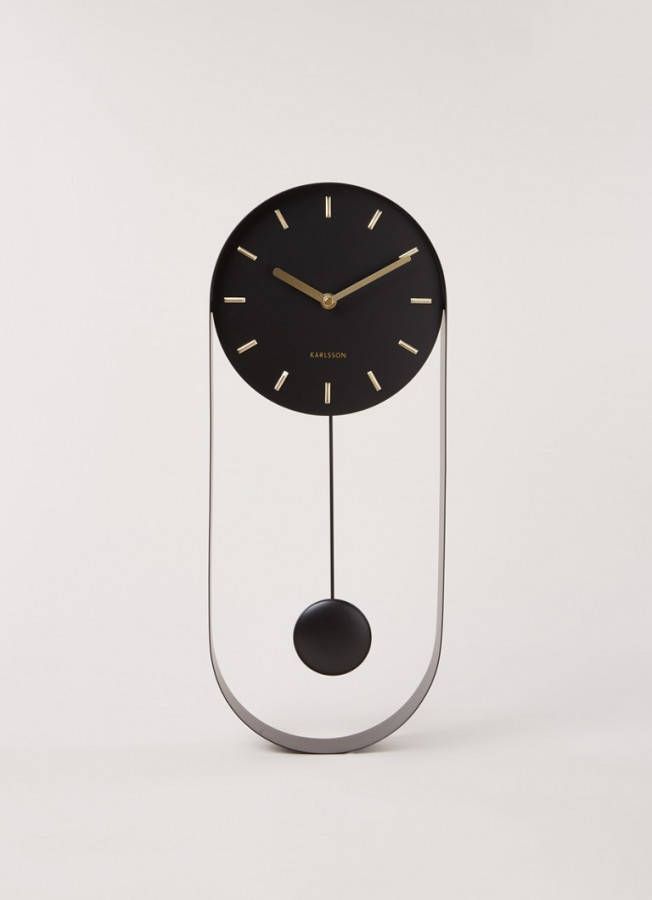 Karlsson Wandklokken Wall Clock Pendulum Charm Steel Zwart