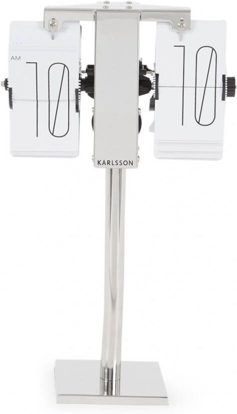 Karlsson Tafelklokken Flip clock No Case Mini chrome stand Wit online kopen