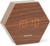 Karlsson Wekkers Alarm clock Hexagon veneer, white LED Bruin online kopen