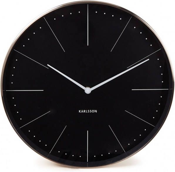 Karlsson Wandklokken Wall clock Normann station brushed case Zwart