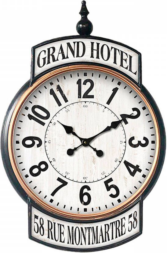 Clayre & Eef Wandklok 62x93 Cm Wit Ijzer Grand Hotel Muurklok Hangklok Keukenklok Wit Muurklok Hangklok online kopen