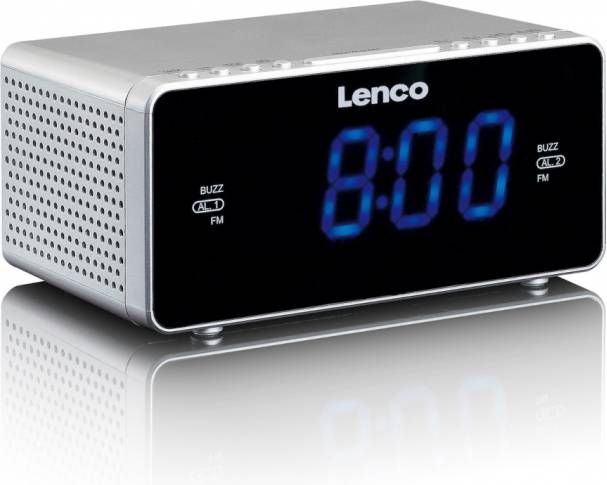 Lenco CR 520SI Wekkerradio met USB ingang Dubbel alarm Zilver online kopen