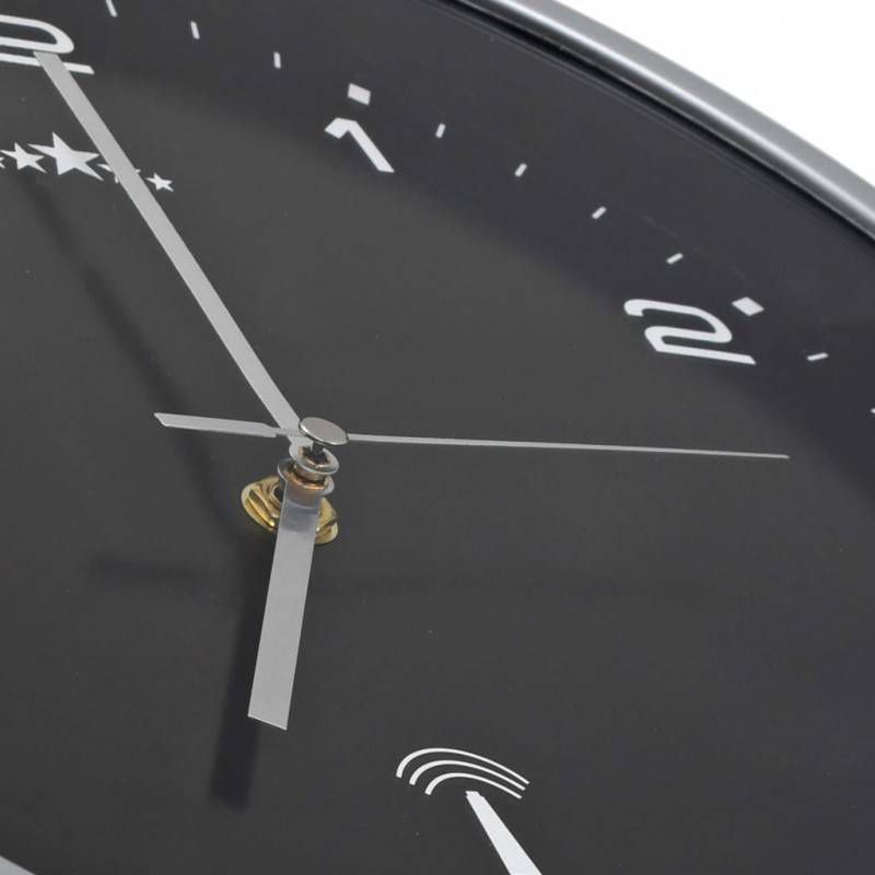 VidaXL Wandklok met quartz uurwerk radiogestuurd 31 cm zwart online kopen