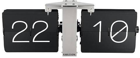 Karlsson Tafelklok Flip 36 X 8,5 X 14 Cm Chroom Zwart online kopen