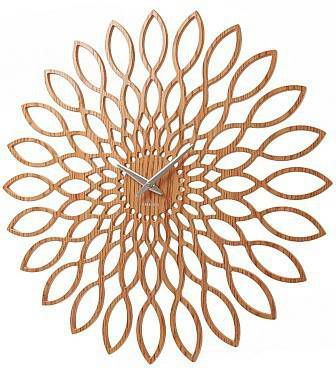Karlsson Wandklokken Wall Clock Sunflower Wood Finish Bruin online kopen
