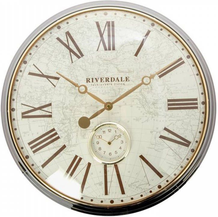 Riverdale Wandklok Worldmap Brons 50cm online kopen