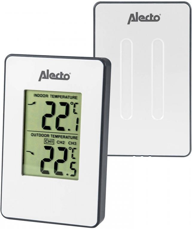 transmissie draagbaar systematisch Alecto WS-1050 Draadloos weerstation Meet binnen en buitentemperatuur in  Compact formaat Wit - Klokken.shop