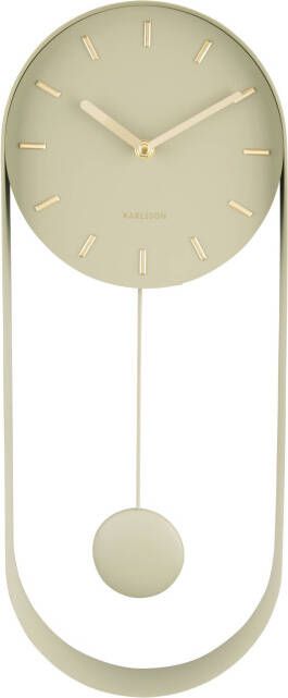 Karlsson Wandklok Pendulum Charm Staal Olijfgroen 4, 8x50x20cm online kopen