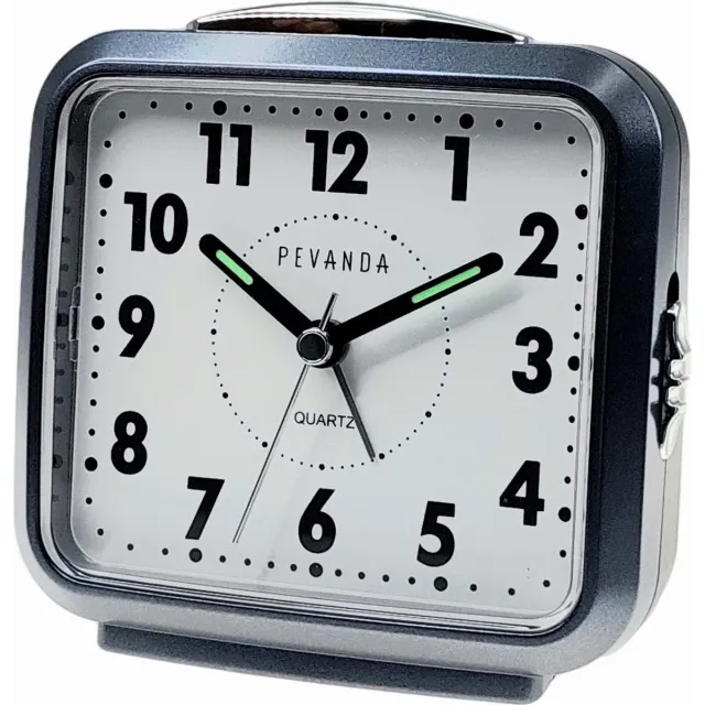 Pevanda S171C2 CHARCOAL GRAY WHITE - Wekker - Analoog - Licht - Alarm - Snooze - Houtskool Grijs - Zwart - Wit
