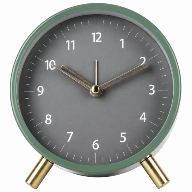 Bobypet Analoge Wekker Stil Geen Getik - Kinderwekker met Nachtlampje - Moderne Stille Tafelklok Ronde Retro Metaal Batterijgedreven - Groen