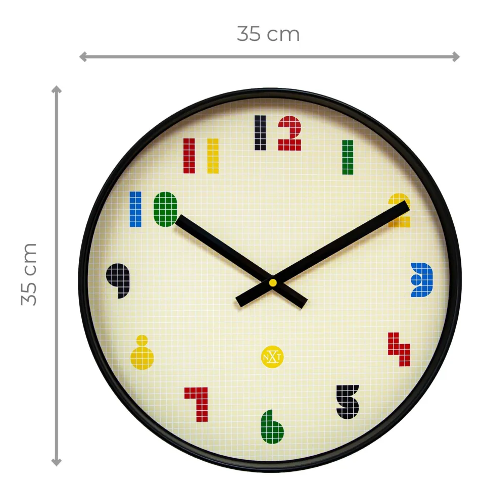 Nextime Wandklok 35 cm - Stil - Zwart/Multikleurig - ABS - nXt 'Bit', foto 5