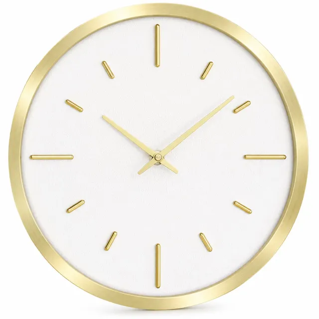 SWGOTA Ronde wandklok 12 inch goud-wit - Metalen kast, wijzers en streepindexen - 1 stuk