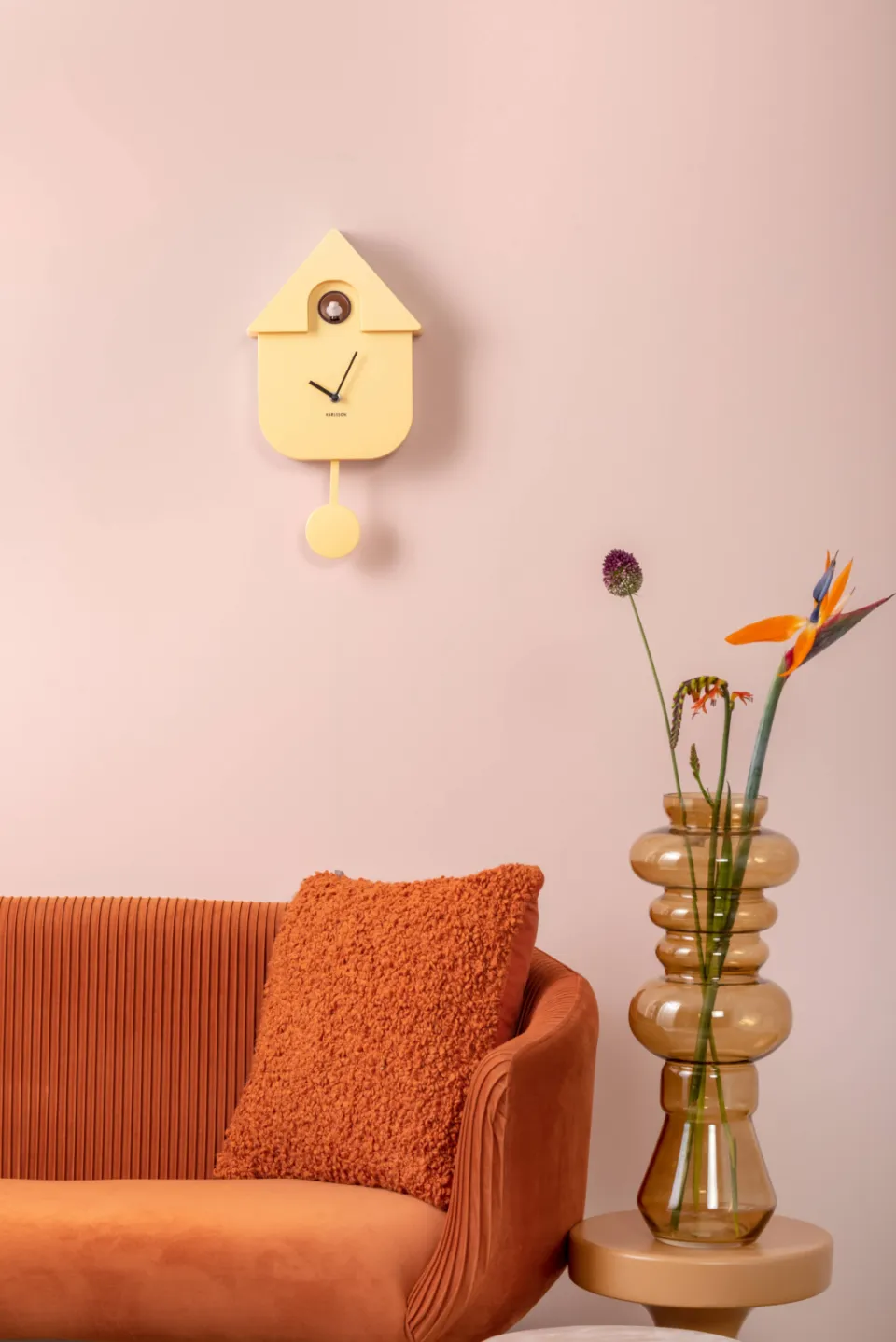 Karlsson Modern Cuckoo wandklok geel, foto 2