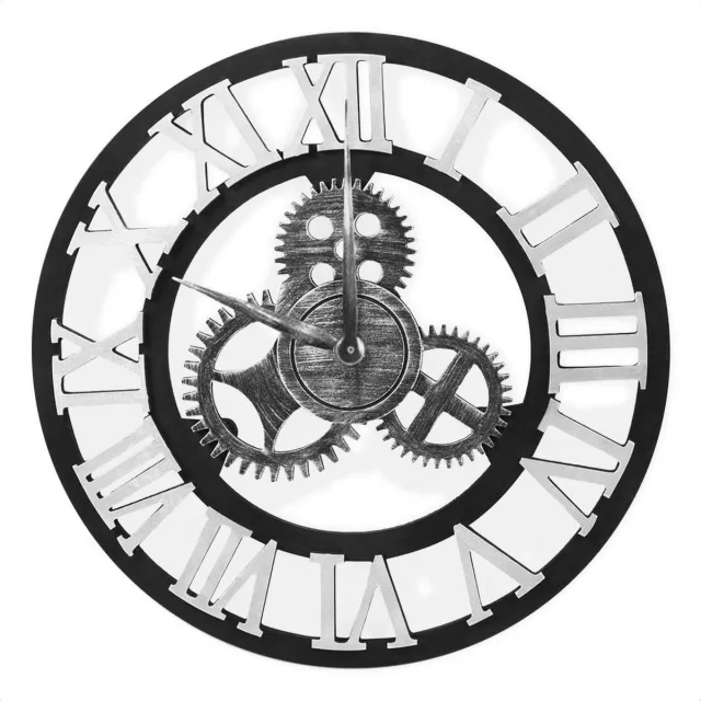 SensaHome Industriële Vintage Retro Wandklok van Hout met Getallen - Zilver 60 CM