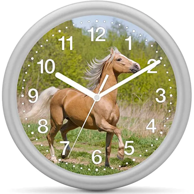 EUROTIME Kinderklok paard - Paard beige in het groen Leer
