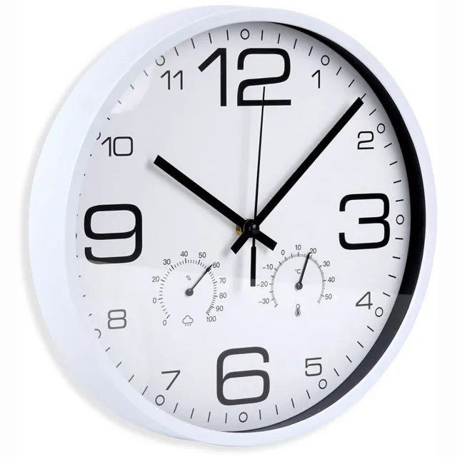 vilde Wandklok - 30 cm - Thermometer - Hygrometer Wit;Zwart