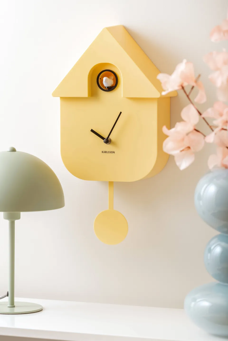 Karlsson Modern Cuckoo wandklok geel, foto 5