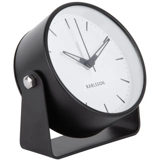 Karlsson Wekker Calm - Mat Zwart - 9.5x10.5x11cm - Modern - Wekker voor slaapkamer - Wekkers