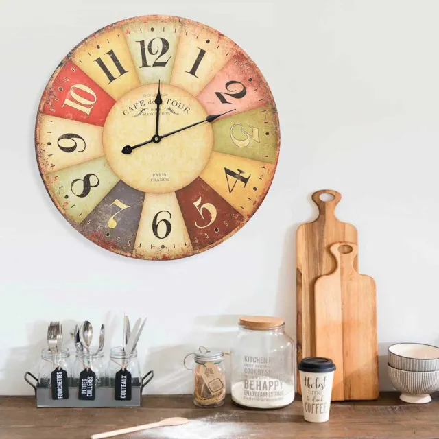 vidaXL Wandklok vintage stijl 60 cm meerkleurig, foto 2