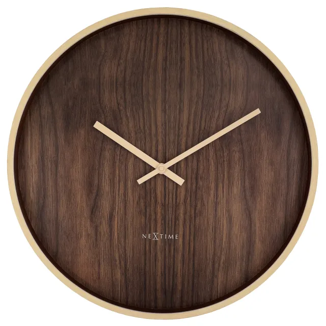 Nextime Wandklok 50cm-Stil-Donkerbruin/Lichtbruin-Kunststof-NeXtime 'Oslo Large'
