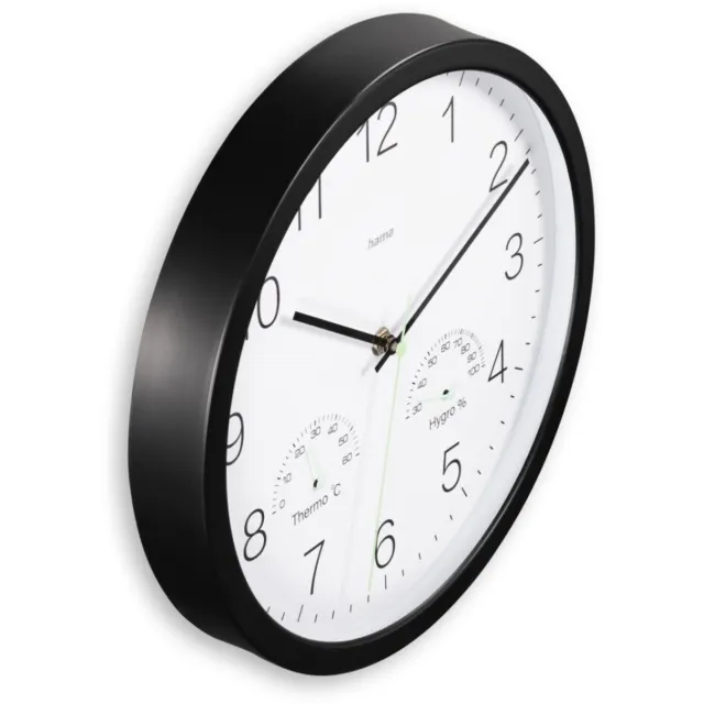 Hama wandklok- Santorini- Tikt niet - Thermo-/ygrometer- Zwart