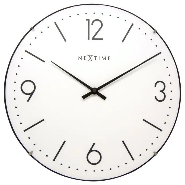 Nextime Wandklok - 35 cm - koepelglas - 'Basic Dome' Wit