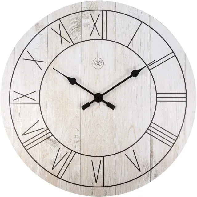NeXtime nXt Paul – Wandklok – 40 cm – Hout – Wit – Stil