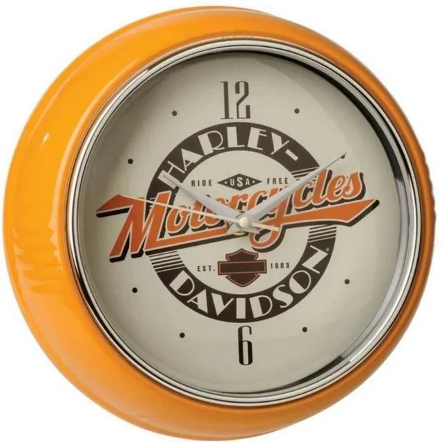 Harley-Davidson Ride Free Retro Diner Klok 24 cm Oranje