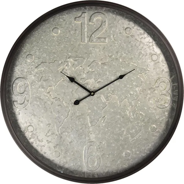 Clayre & Eef Wandklok Ø 60 cm Grijs Metaal Rond Muurklok