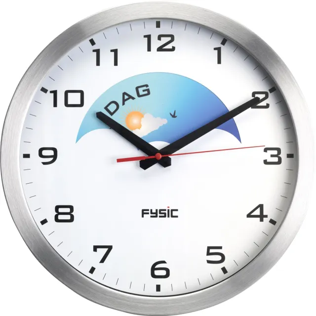 Fysic FK150 - Analoge Dementieklok - Dag en Nacht aanduiding - 30 cm Wit-Zwart