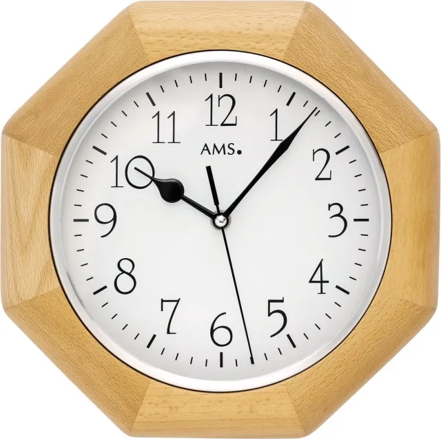 AMS 5512-18 Wandklok zendergestuurd beukenhout 27 cm ø Bruin