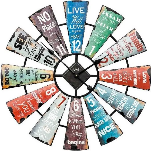 AMS W9531 - Wandklok - Analoog - Metaal - Gedrukte wijzerplaat - Multikleur