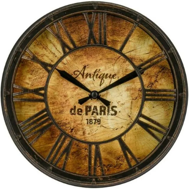 Eleganca wandklok rond 21cm - warme interieur klok - industrieel - modern - landelijk bruin