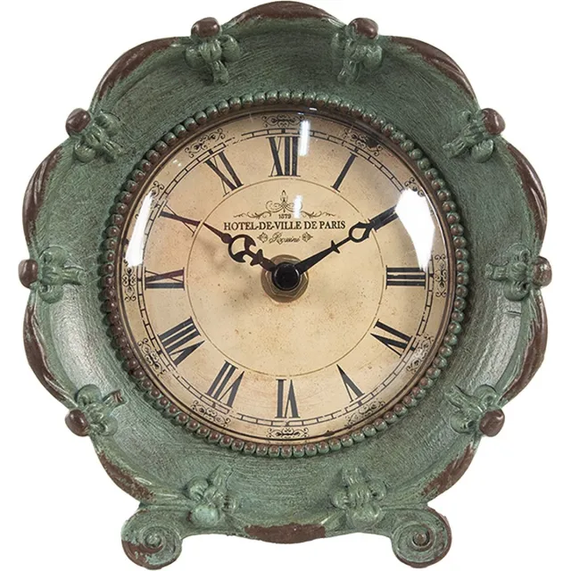 Clayre & Eef Tafelklok 15x7x16 cm Groen Metaal