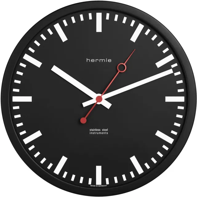 HERMLE Wandklok Quartz uurwerk / 30cm by Hermle Uhren / zwarte wijzerplaat /