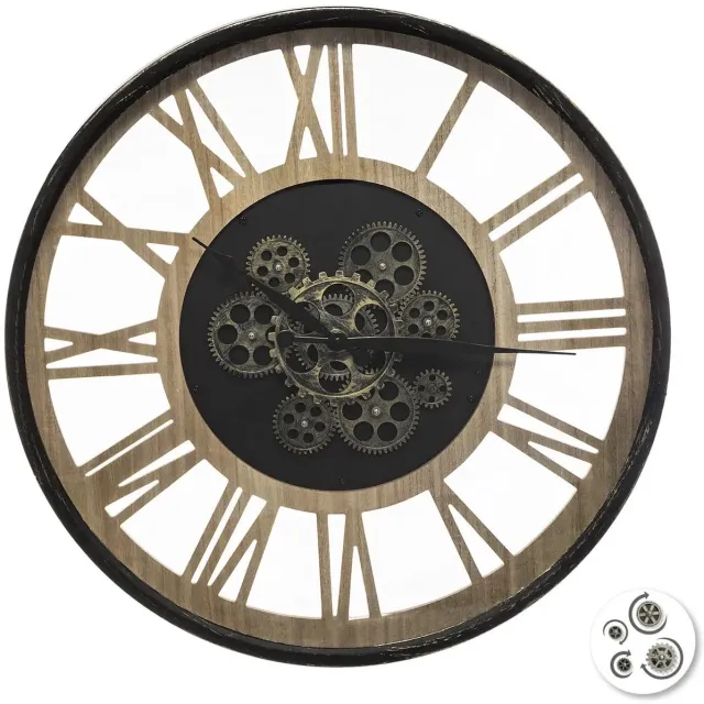 Atmosphera Wandklok - muur klok - Roman Vintage Metal - Dia 57 cm - kunststof/glas - zwart