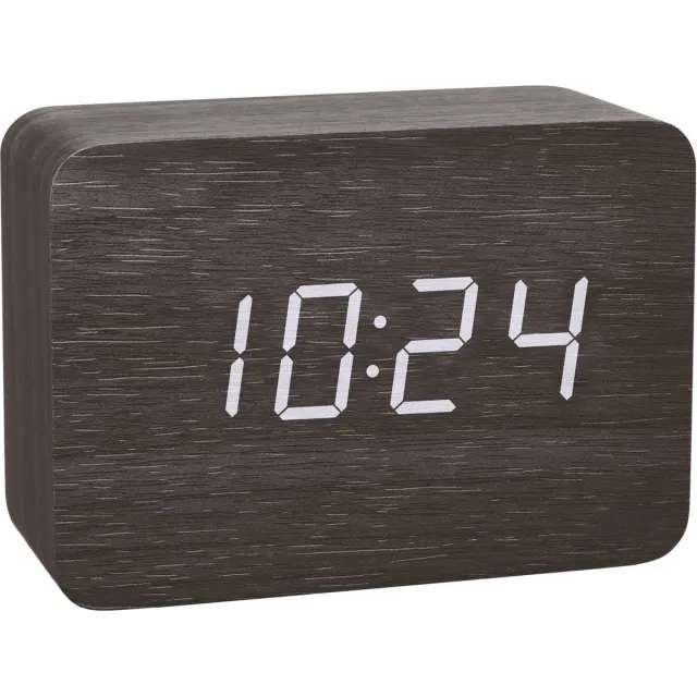 TFA Dostmann 60.2549.01 Wekker Zendergestuurd Hout, Donkerbruin Alarmtijden: 1 Black