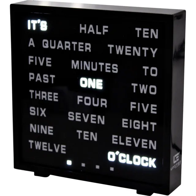 United Entertainment ® - LED Word Clock - Engels 17x16,5 cm Zwart