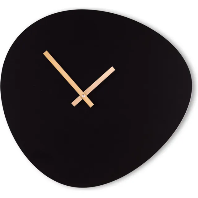 Kloq Pebble Wandklok - Batterijen Inbegrepen - Wanddecoratie - Quartz Beweging - Niet-Tikkend Batterij Aangedreven - Satijnzwart en Glanzend Goud - 40 cm x 2,5 cm x 37 cm - 1,2 kg Satin Black & Shiny Gold