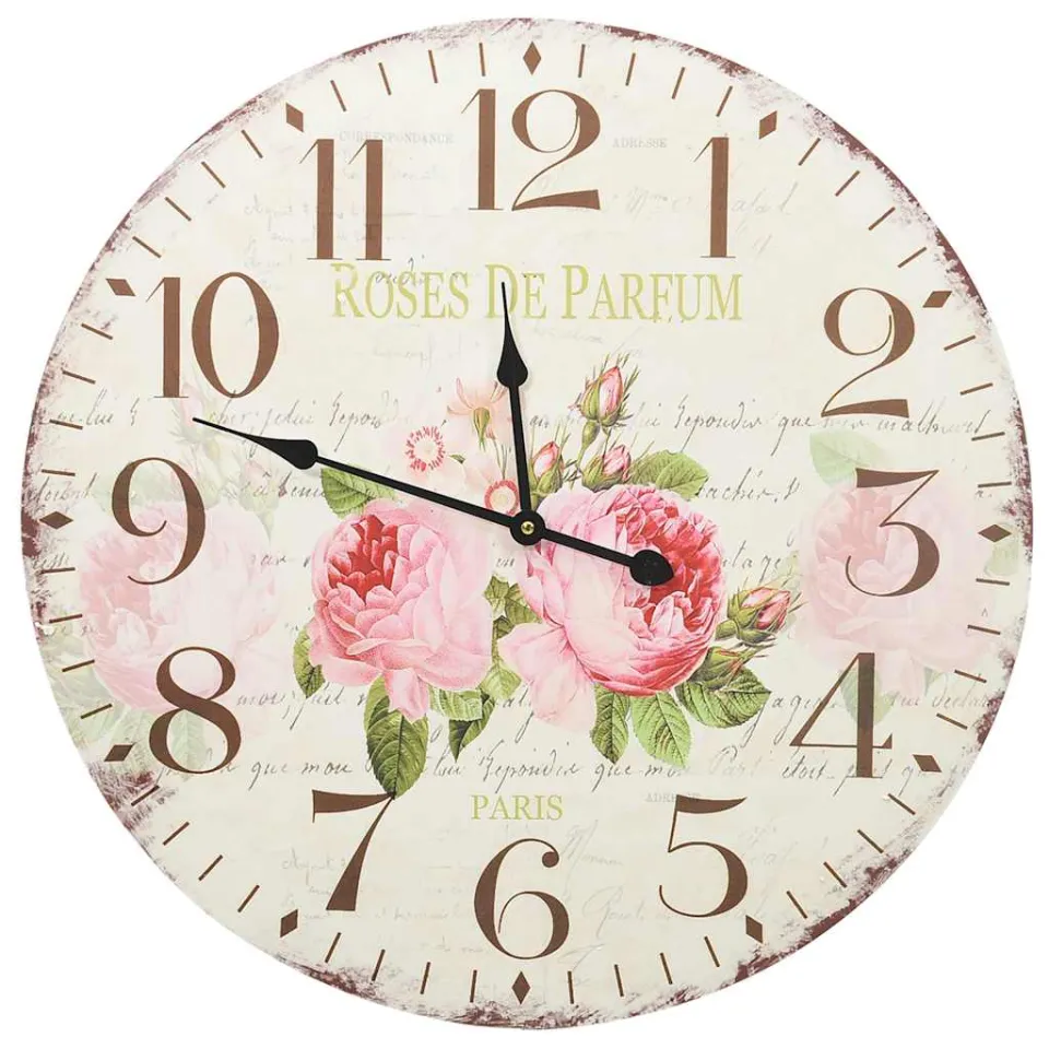 vidaXL Wandklok vintage stijl 60 cm bloemen Meerkleurig