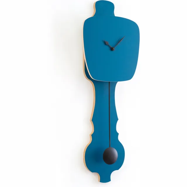 Kloq Wandklok met Pendule - Batterijen Inbegrepen - Wanddecoratie - Quartz Beweging - Niet-Tikkend Batterij Aangedreven - Petrol Blauw en Diep Zwart - Small Petrol Blauw en Zwart