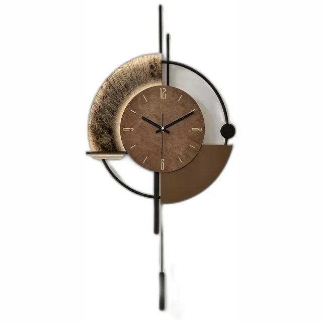 Mura Logistiek Mura Klok - Wandklok - Keukenklok - Muurklok - Wall Clock - Geruisloos Uurwerk - Kwartsmechanisme - Hout En Metaal Bruin