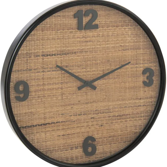 J-Line klok - hout - bruin/zwart - small - Ø 6 cm Bruin - Zwart