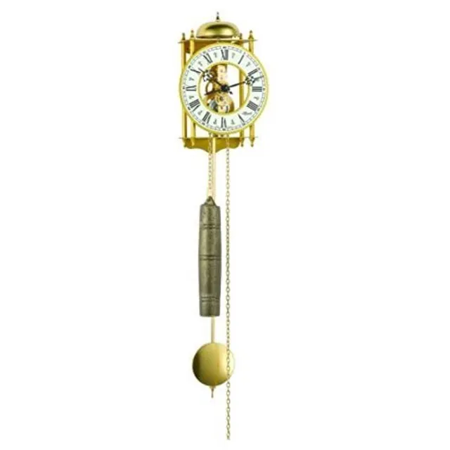 HERMLE wandklok - skeletklok goud - mechanisch uurwerk - met gewicht Hermle Wandklok, smeedijzer, goud, 62 cm x 15 cm x 10 cm