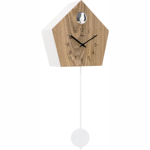 AMS Wandklok AMS |Koekoek | Eiken, Wit. Wit, Eiken