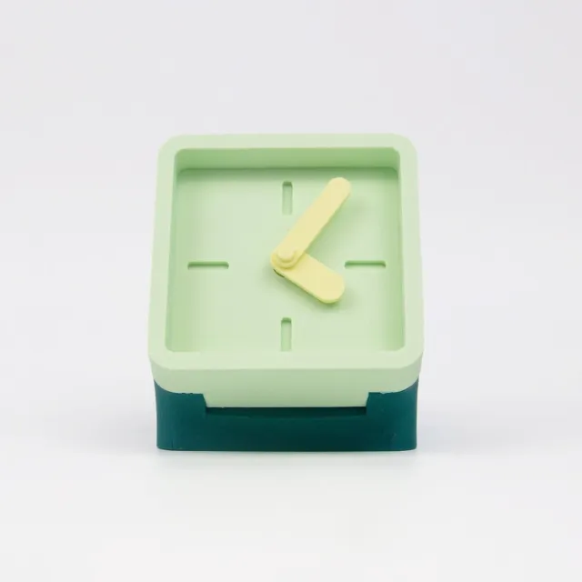 Kloq Bureauklokje Petrol Groen & Mint - Staande klok - 3D geprint in Nederland - 100% bioplastic