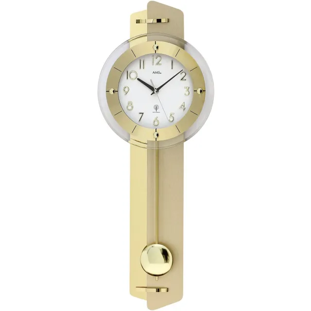 AMS Wandklokken radiogestuurd AMS - 5267 goud