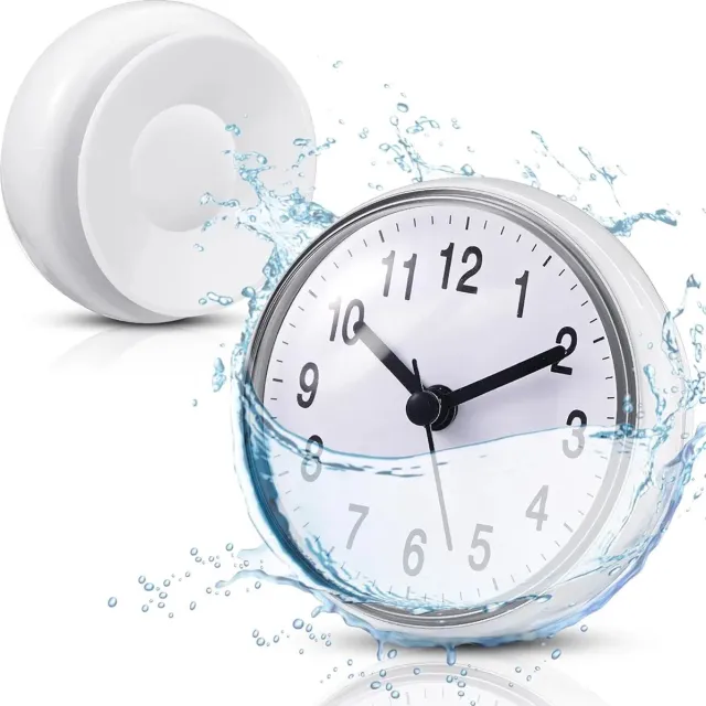 Missan Online Mini Douche klok Badkamerklokje (Extra Klein) - Badkamer Klok Waterdicht - Douche klok - klok Wit - 2